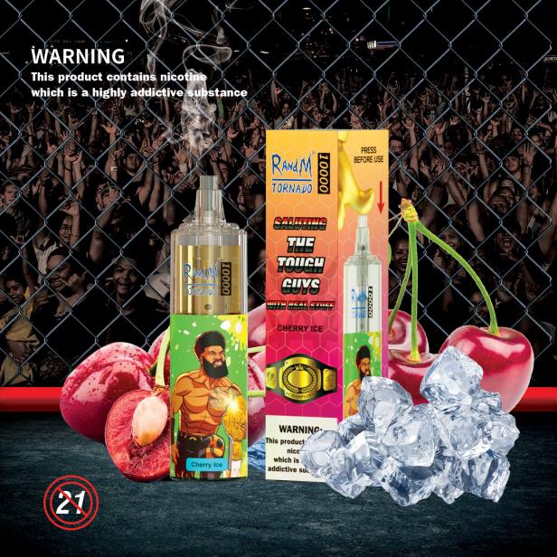 NJ6J124 - RandM vape цена - RandM Tornado 10000 вейп устройство за контрол на въздушния поток 1 бр черешов лед