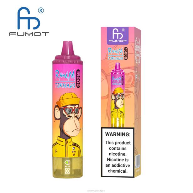NJ6J56 - RandM vape София - Fumot RandM Tornado 15000 вейп устройство с батерия и ejuice дисплей версия 3 ягодов редбул
