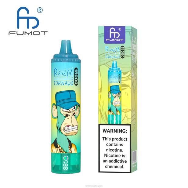 NJ6J56 - RandM vape София - Fumot RandM Tornado 15000 вейп устройство с батерия и ejuice дисплей версия 3 ягодов редбул