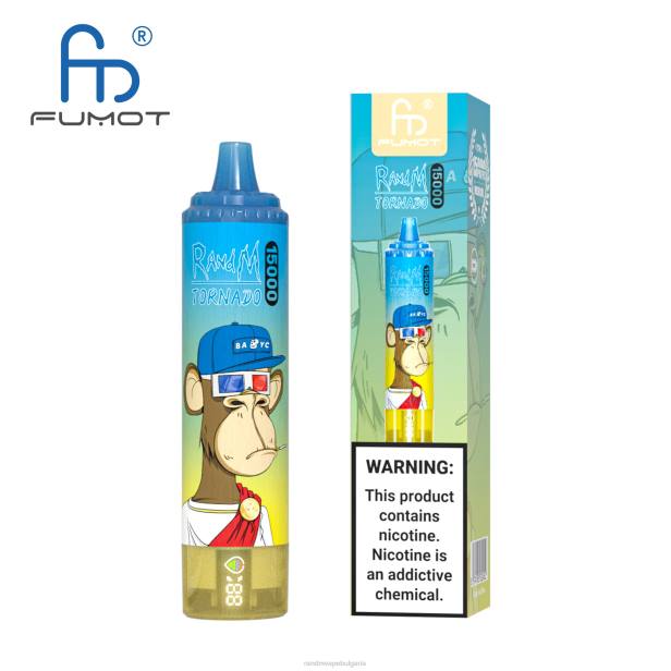 NJ6J56 - RandM vape София - Fumot RandM Tornado 15000 вейп устройство с батерия и ejuice дисплей версия 3 ягодов редбул