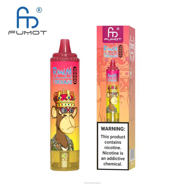 NJ6J56 - RandM vape София - Fumot RandM Tornado 15000 вейп устройство с батерия и ejuice дисплей версия 3 ягодов редбул