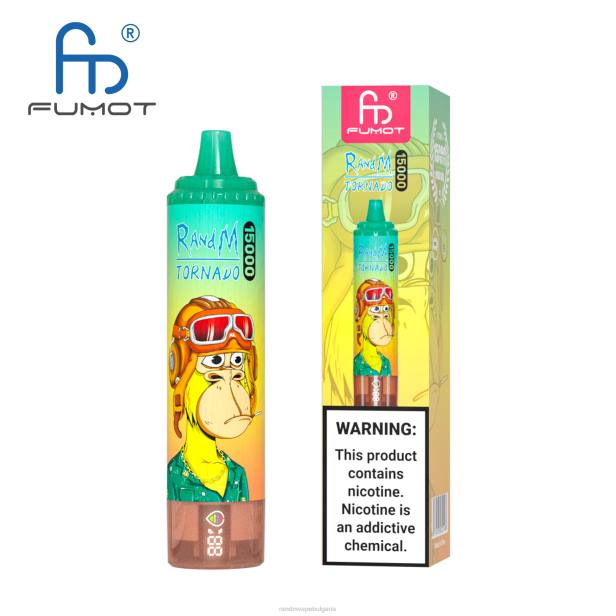 NJ6J56 - RandM vape София - Fumot RandM Tornado 15000 вейп устройство с батерия и ejuice дисплей версия 3 ягодов редбул