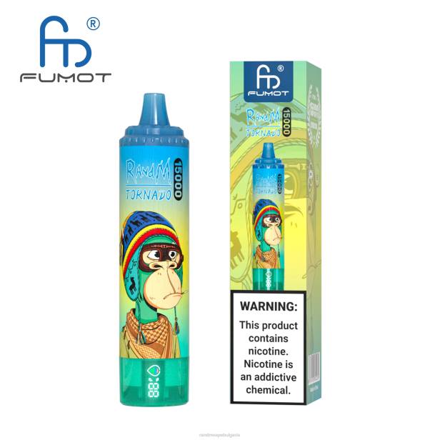 NJ6J56 - RandM vape София - Fumot RandM Tornado 15000 вейп устройство с батерия и ejuice дисплей версия 3 ягодов редбул