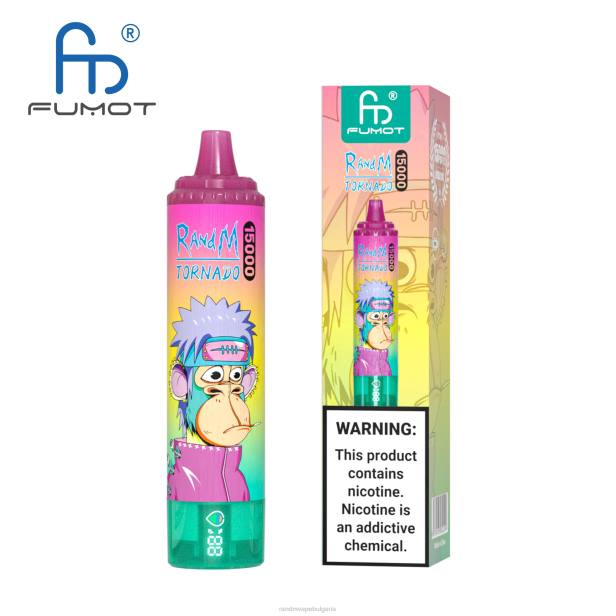 NJ6J56 - RandM vape София - Fumot RandM Tornado 15000 вейп устройство с батерия и ejuice дисплей версия 3 ягодов редбул