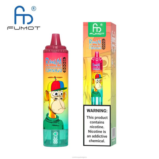 NJ6J56 - RandM vape София - Fumot RandM Tornado 15000 вейп устройство с батерия и ejuice дисплей версия 3 ягодов редбул