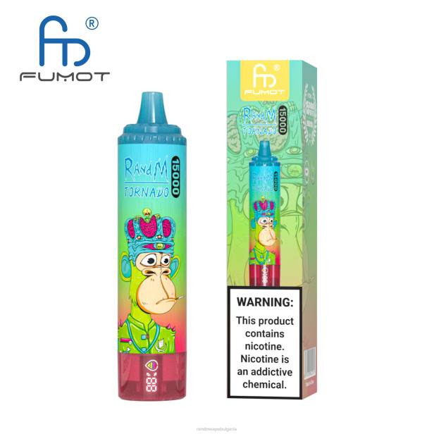 NJ6J56 - RandM vape София - Fumot RandM Tornado 15000 вейп устройство с батерия и ejuice дисплей версия 3 ягодов редбул