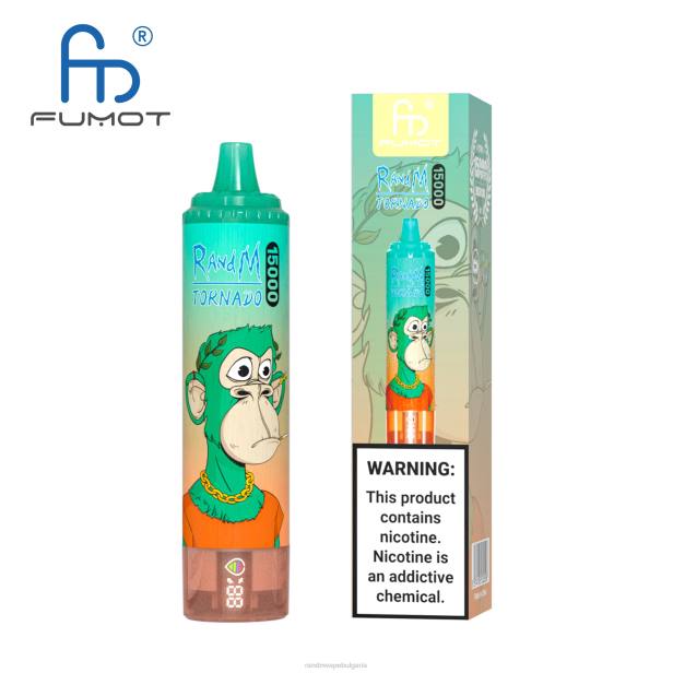 NJ6J56 - RandM vape София - Fumot RandM Tornado 15000 вейп устройство с батерия и ejuice дисплей версия 3 ягодов редбул
