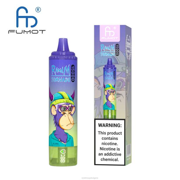 NJ6J56 - RandM vape София - Fumot RandM Tornado 15000 вейп устройство с батерия и ejuice дисплей версия 3 ягодов редбул