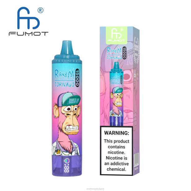 NJ6J56 - RandM vape София - Fumot RandM Tornado 15000 вейп устройство с батерия и ejuice дисплей версия 3 ягодов редбул