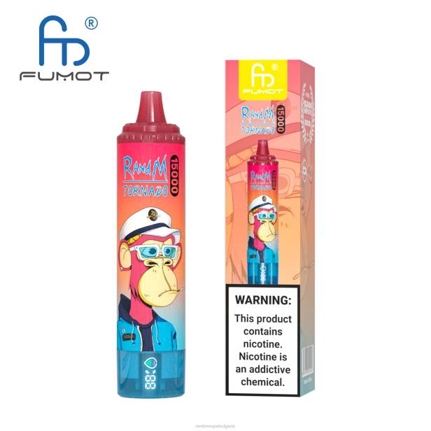 NJ6J56 - RandM vape София - Fumot RandM Tornado 15000 вейп устройство с батерия и ejuice дисплей версия 3 ягодов редбул