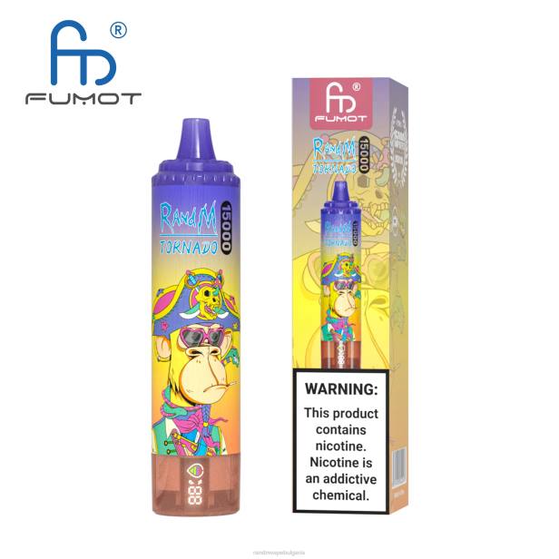 NJ6J56 - RandM vape София - Fumot RandM Tornado 15000 вейп устройство с батерия и ejuice дисплей версия 3 ягодов редбул
