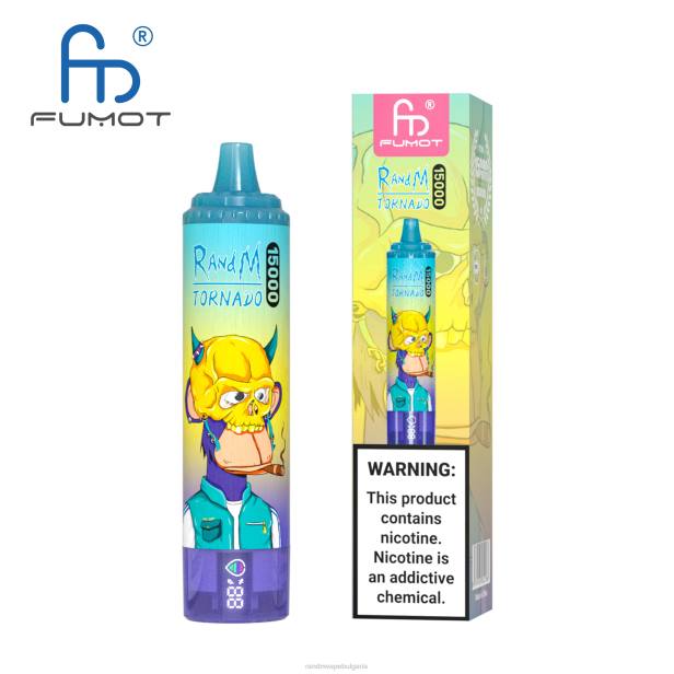 NJ6J56 - RandM vape София - Fumot RandM Tornado 15000 вейп устройство с батерия и ejuice дисплей версия 3 ягодов редбул