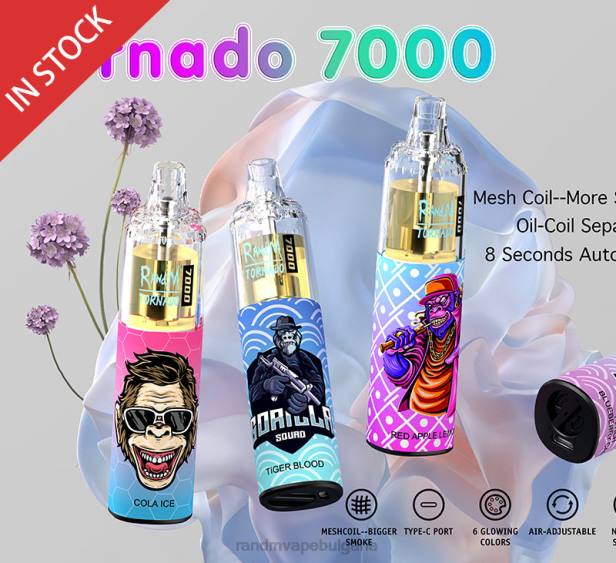 NJ6J170 - tornado vape BG - RandM Tornado 7000 вейп устройство за контрол на въздушния поток 1бр манго върху лед