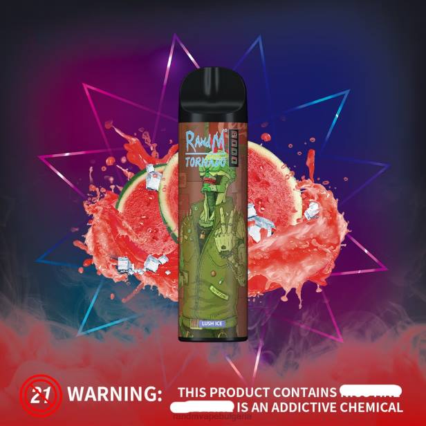 NJ6J240 - tornado vape BG - RandM Tornado 8000 вейп устройство за контрол на въздушния поток 1бр кисела ябълка