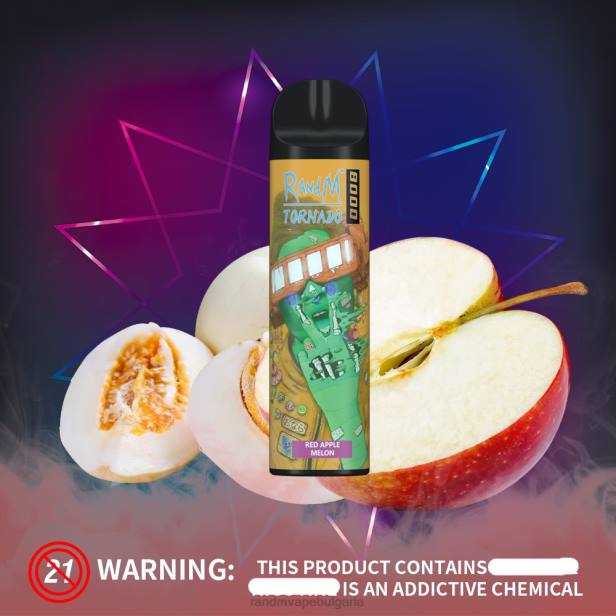 NJ6J240 - tornado vape BG - RandM Tornado 8000 вейп устройство за контрол на въздушния поток 1бр кисела ябълка