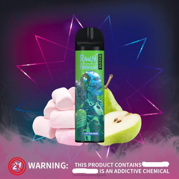 NJ6J241 - RandM vape Bulgaria - RandM Tornado 8000 вейп устройство за контрол на въздушния поток 1бр памучна круша
